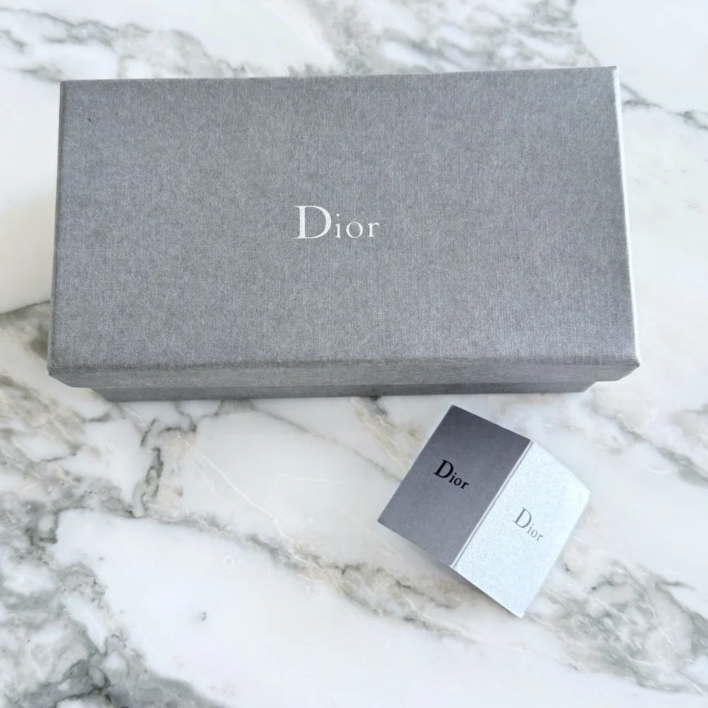 Dior Grey Textured Gift Box with Logo and Insert 6.5x3.5x2.25